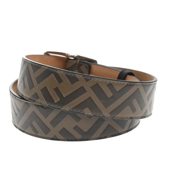 FENDI Logo Zucca Pattern Belt Buckle Leather #80/32 Brown SHW 37KA756 - Picture 14 of 16